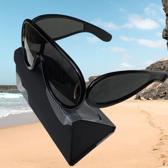 TRENDY WAVE MASK SUNGLASSES OVERSIZE SHIELD FASHION DESIGNER STYLE. - Picture 5 of 6